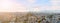 Eiffel tower and Paris city view form Montparnasse tower panorama. Sunny autumn day. Aerial panormic view of Paris