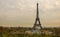 Eiffel Tower and Paris cityscape from Jardins de Trocadero during sunset in autumn, Paris, France