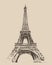 Eiffel Tower, Paris France architecture, vintage engraved illustration