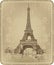 Eiffel Tower, Paris, France. Hand drawing, vector illustration