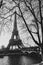 Eiffel Tower from Paris, France, photographed through love lockers placed by tourists. outdoor photography.