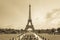 Eiffel tower, Paris, France. Sepia monochrome