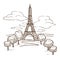 Eiffel tower Paris landmark sketch travel to France