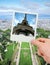 Eiffel tower photo over The Champ de Mars of Paris