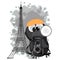 Eiffel tower and photographer.Vector illustration.