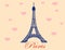 Eiffel Tower with  pink hearts. VECTOR