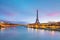 The Eiffel Tower and river Seine at twilight in Paris