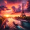 Eiffel Tower\'s Grace Meets Seine\'s Flow in a Parisian Tale of Splendor. Generative ai for illustrations