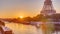 Eiffel Tower and the Seine river at Sunrise , Paris, France