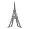 Eiffel tower standing on women legs in fishnet stockings & high heels, funny caricature