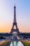 Eiffel tower in summer, Paris, France. Scenic panorama of the Eiffel tower under the blue sky. View of the Eiffel Tower in Paris,