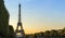 Eiffel Tower at sunset from the Champs de Mars