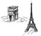 Eiffel tower, Triumphal Arch. France, Paris