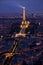 The Eiffel tower at twilight.