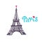 Eiffel tower Vector icon. Hand drawn print. Paris card design.