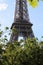 Eiffel Tower view from Champ de Mars, France with the Roland Garros tennis ball