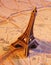 Eiffell Tower on street map of France
