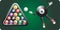 Eight ball character by set of billiard balls