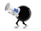 Eight ball character speaking through a megaphone