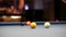 Eight-ball pool billiards player hesitates next shot
