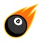 Eight ball snooker billiard pool cue sport comet fire tail flying logo
