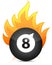 Eight billiard ball in fire