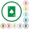Eight of clubs card flat icons with outlines
