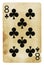 Eight of Clubs Vintage playing card - isolated on white