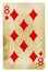 Eight of Diamonds Vintage playing card - isolated on white