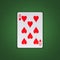 Eight of Hearts on a green poker background. Gamble. Playing cards.