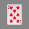 Eight of Hearts. Isolated on a gray background. Gamble. Playing cards.