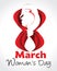 Eight March Womans Day background with lady