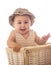 Eight month baby in basket