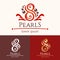 Eight pearls emblem template design set