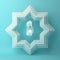 Eight point star paper cut and hanging lamp on blue pastel background.