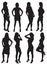 Eight silhouettes of beautiful girls