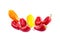 Eight small small peppers red yellow and
