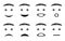 Eight smileys, human faces, with different emotions. Funny pictures. Black and graphics. Vector graphics art.