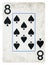 Eight of Spades Vintage playing card - isolated on white