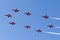 Eight Swiss Air Force Northrop F-5 jets flying in a special formation making a â€˜0â€™