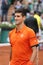 Eight times Grand Slam champion Novak Djokovic during second round match at Roland Garros 2015