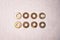 eight Washers on a white background