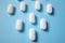 Eight White Pills Blue Sky Background Life Health Insurance
