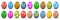 Eighteen Easter eggs, collection of colored eggs, Easter symbol -