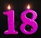 Eighteenth birthday celebration candle shows a happy event - 3d illustration