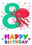 Eighth birthday cartoon greeting card design