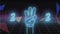 Eighties Neon Countdown Sequence. Hands show five second countdown in eighties style
