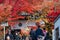 Eikando Temple at Autumn Maple Season. Japan Maple Momiji Season Image. maple leaves at stone ladder.