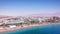 Eilat Shorline with Marina Boats Hotels and landscape Aerial