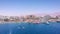 Eilat Shorline with Marina Boats Hotels and landscape Aerial